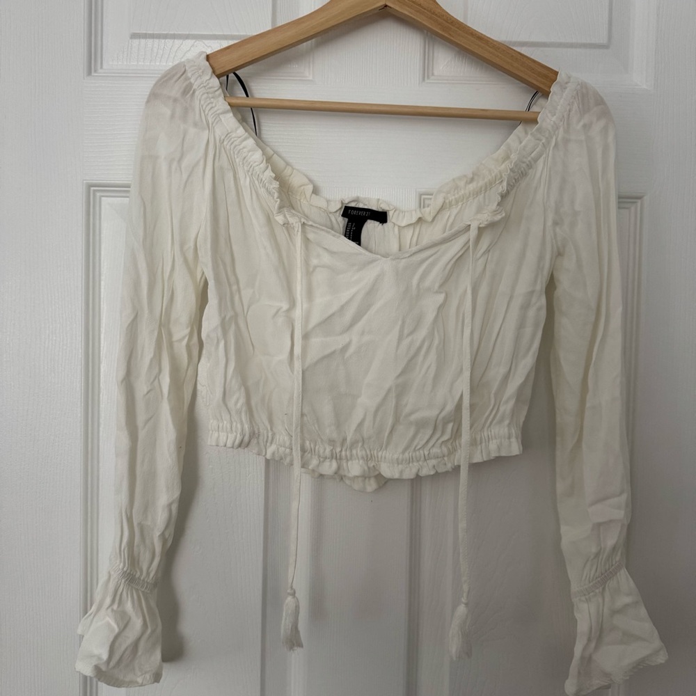 Forever 21 Cream Off-Shoulder Blouse